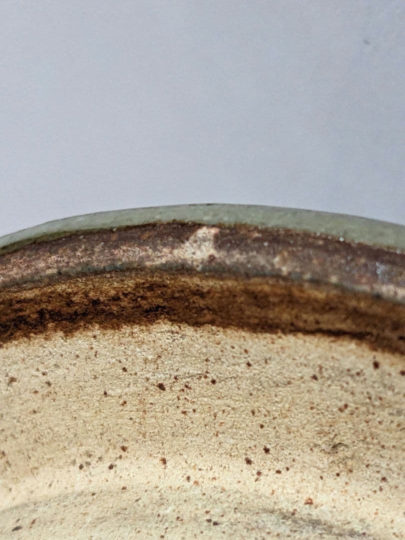 ♢民藝 琉球焼 緑釉流し掛け 箆彫り 草花文 水注 ポット