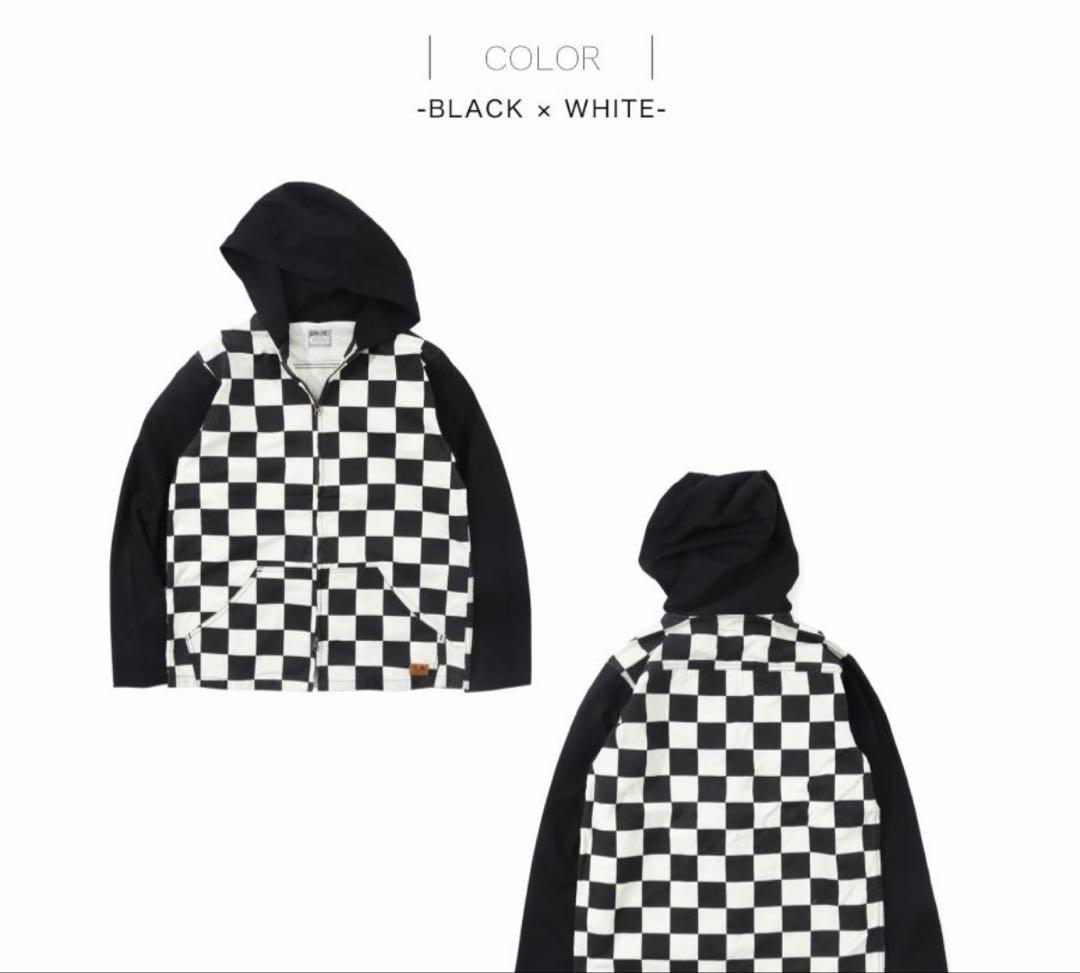 児島ジーンズ ブロックチェック ダブルジップ フーディー