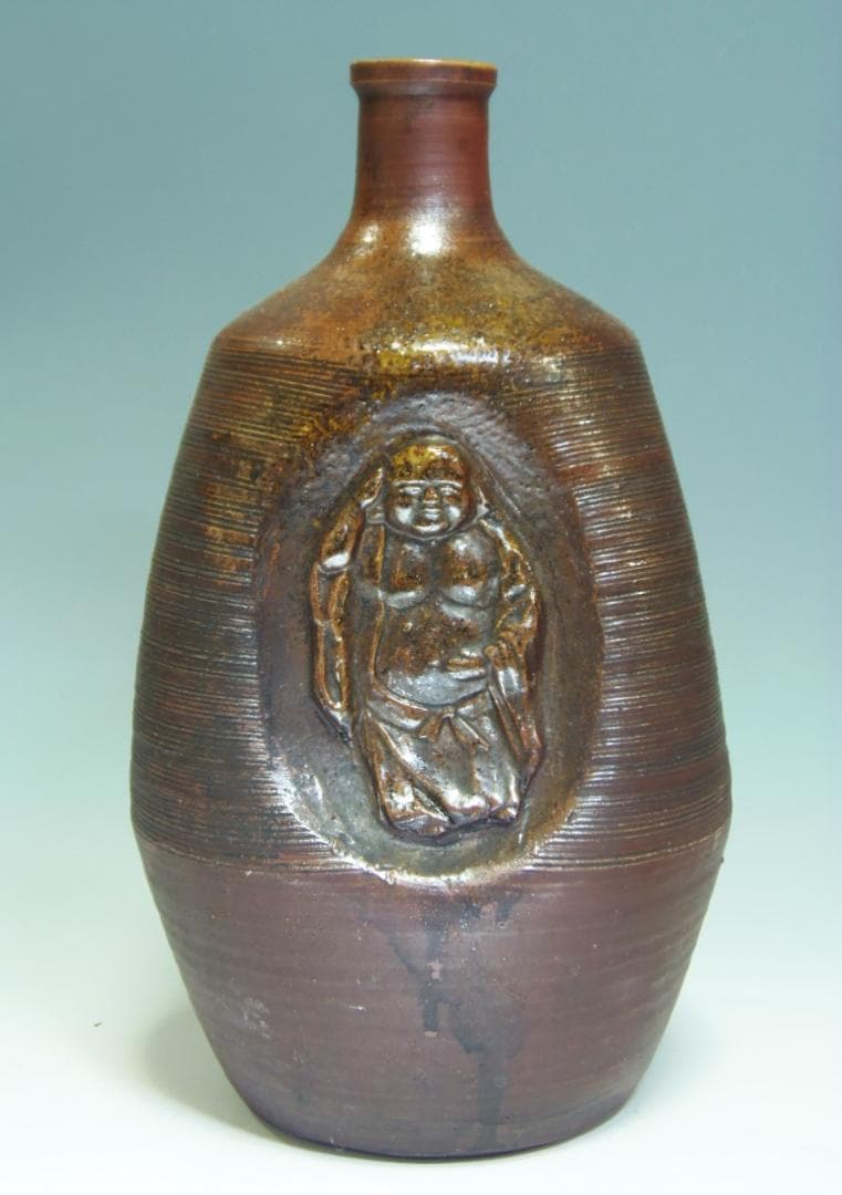 三面人形大徳利 臍徳利 花入 花瓶 一輪指し 江戸時代 レア古備前・