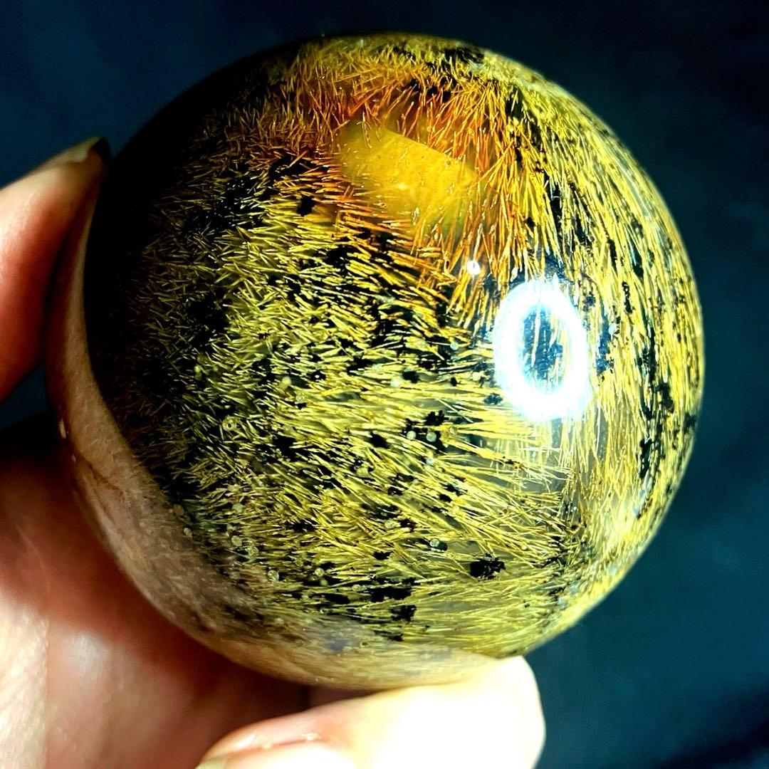 超大玉 65mm ゴールドスモーキールチルクォーツ 金針水晶 パワーストーン