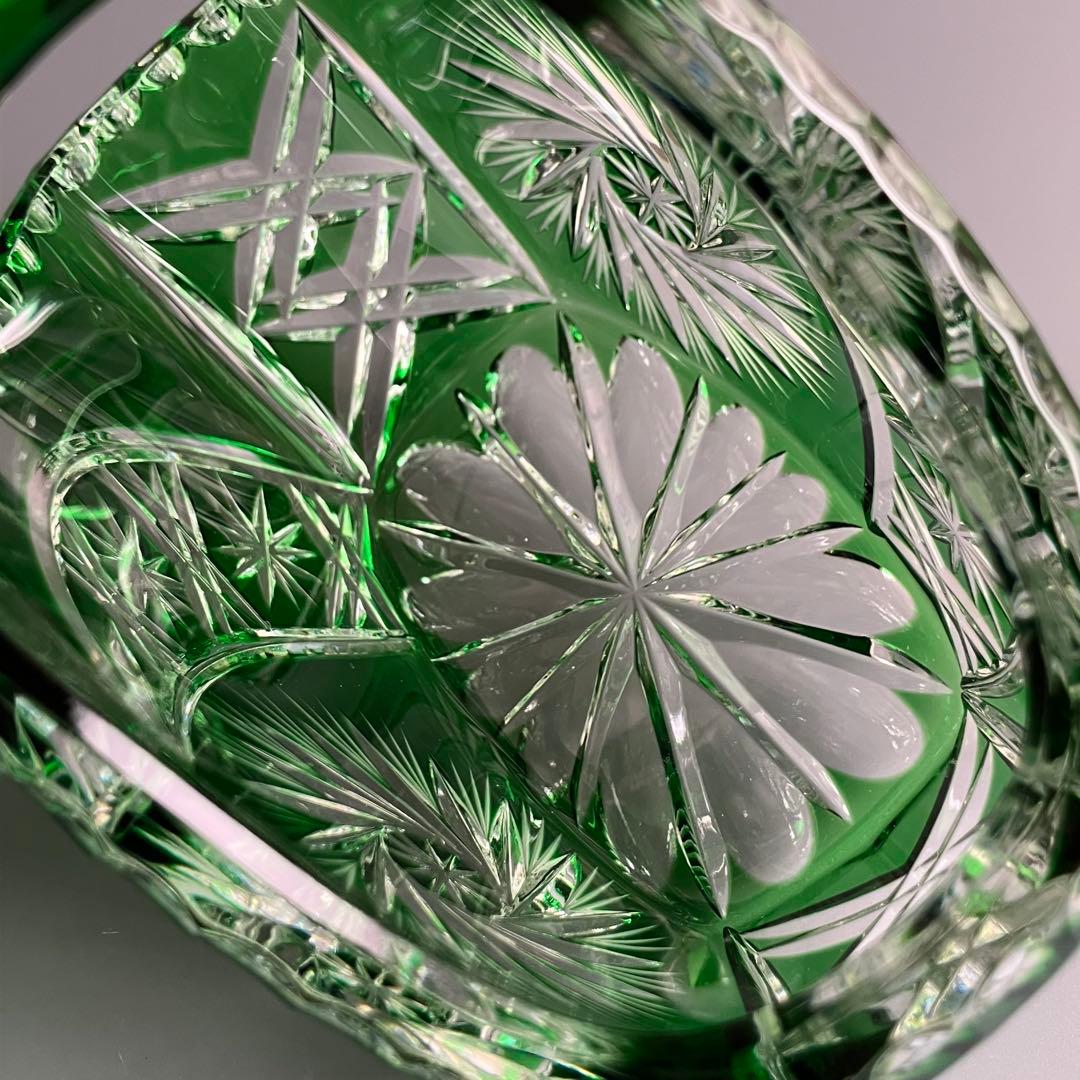 希少 切子 クリスタル カット ガラス バスケット 鉢 オブジェ 置物