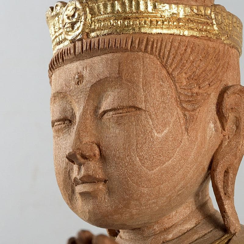 仏教美術 芳正作 木彫塗金 観音立像 仏像 置物 V 9405
