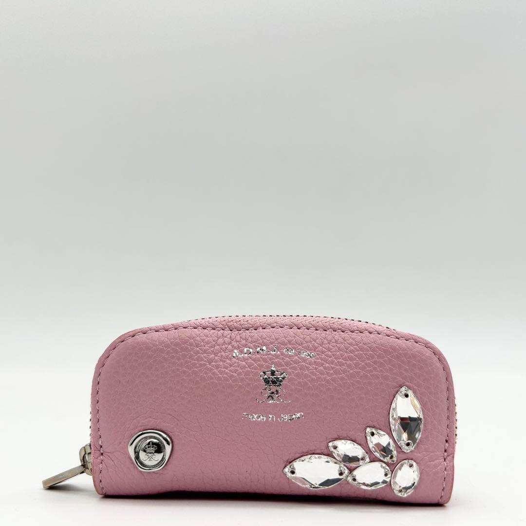 未使用級　A.D.M.J　モーツァルト　ケース　クリスタル　レザー　ピンク