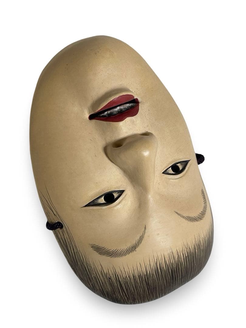 能面 木製 笑顔の表情