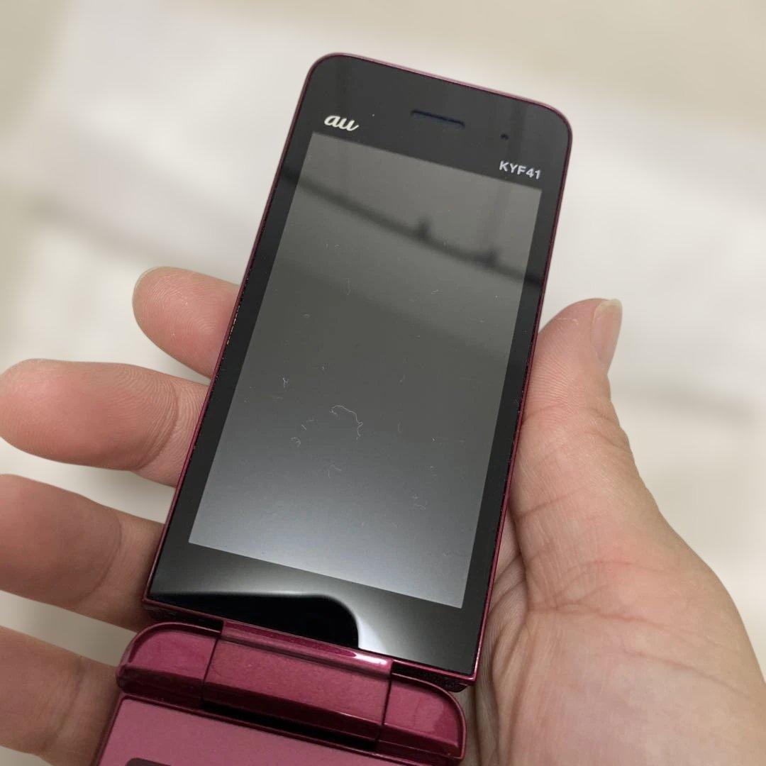 初期化済】かんたんケータイ KYF41 卓上ホルダー付 au ガラケー