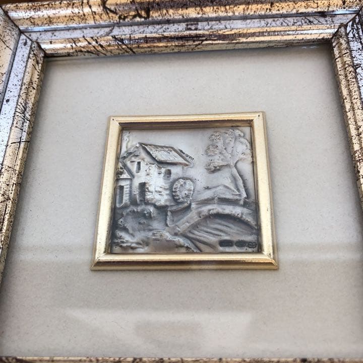 希少　ウノアエレ　純銀　ミニ絵画　銀細工　額　シルバー　イタリア　風景画　壁掛け