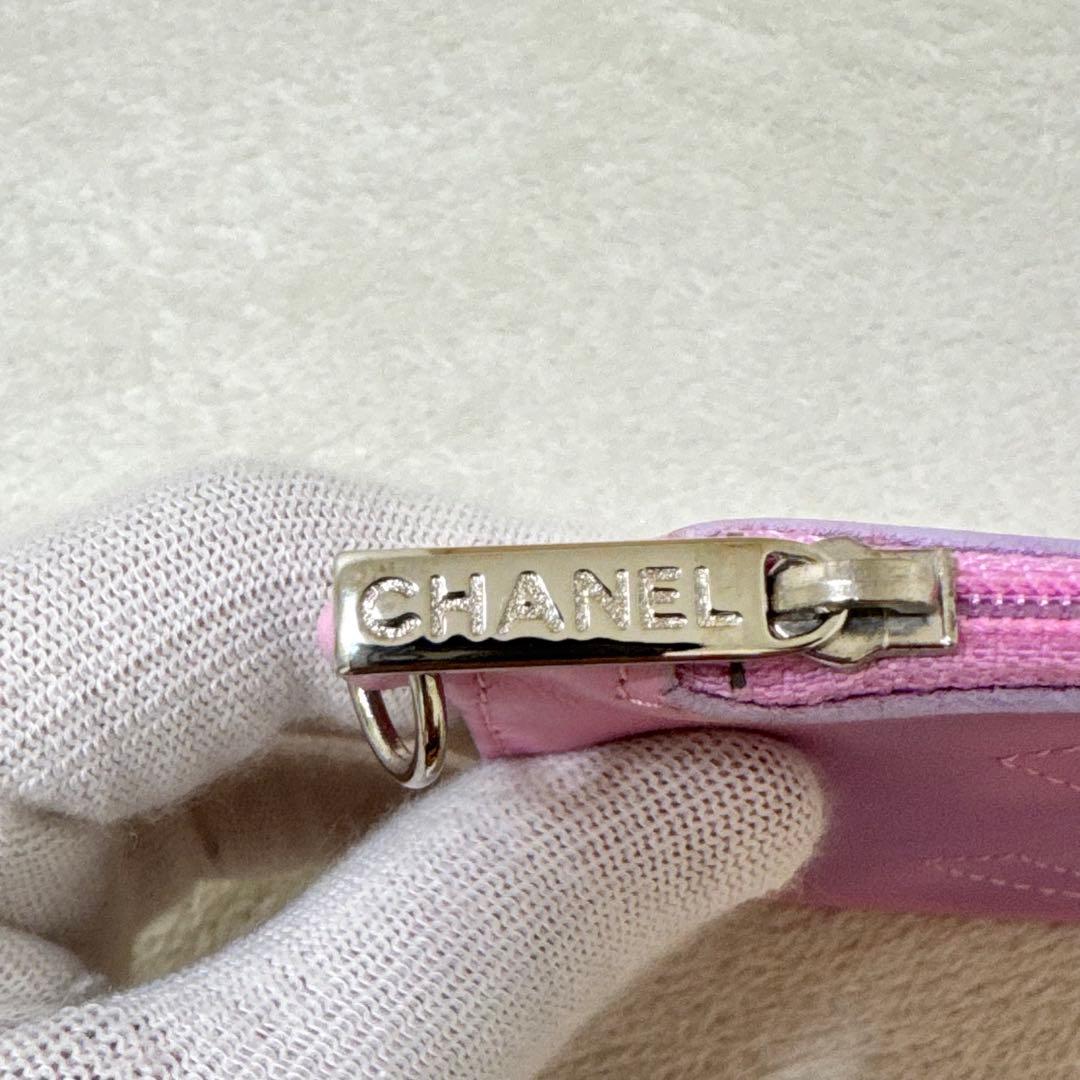 美品✨CHANEL ケース　ココマーク　レザー　ピンク　パープル