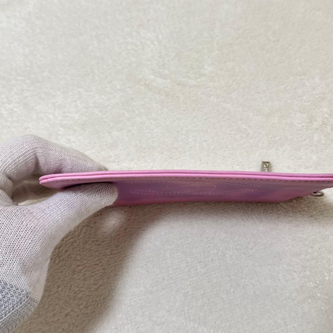美品✨CHANEL ケース　ココマーク　レザー　ピンク　パープル