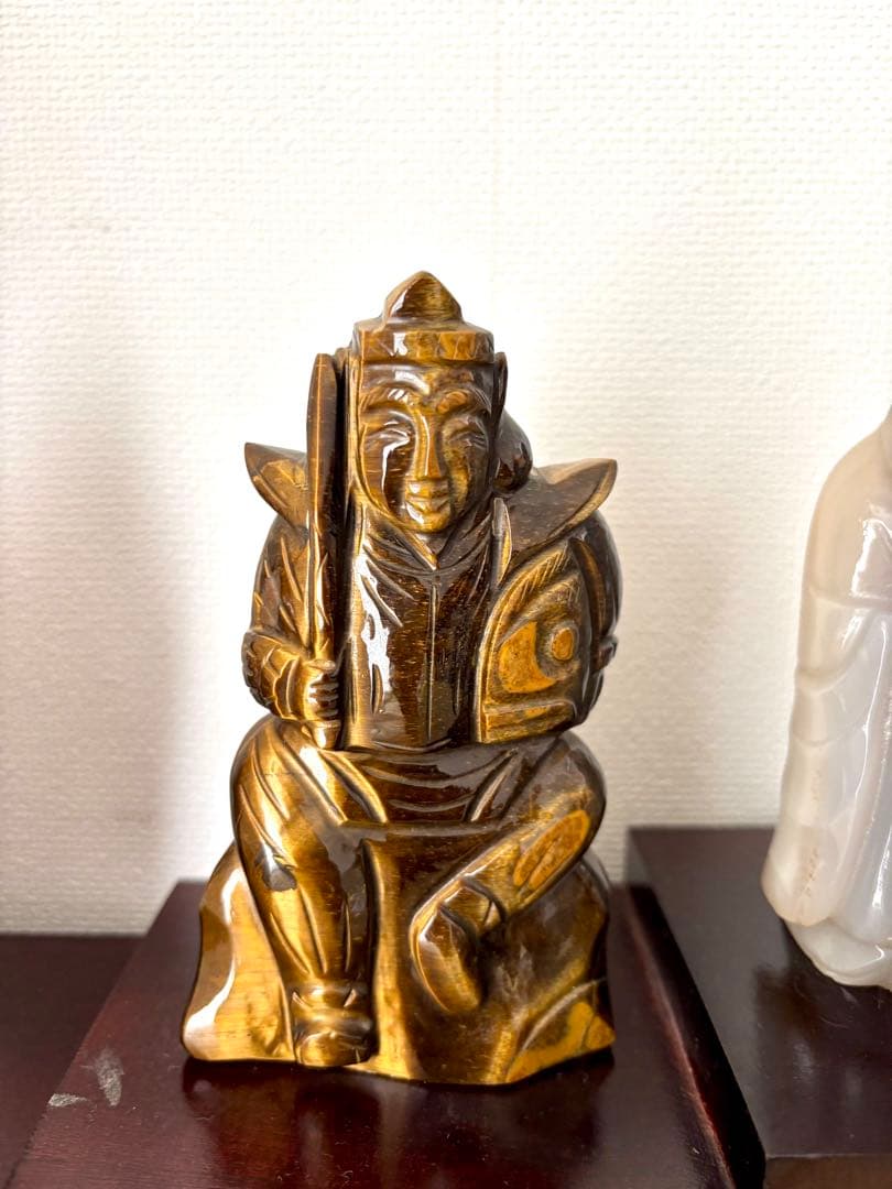 七福神 天然石彫刻像 7体セット 木製台付き