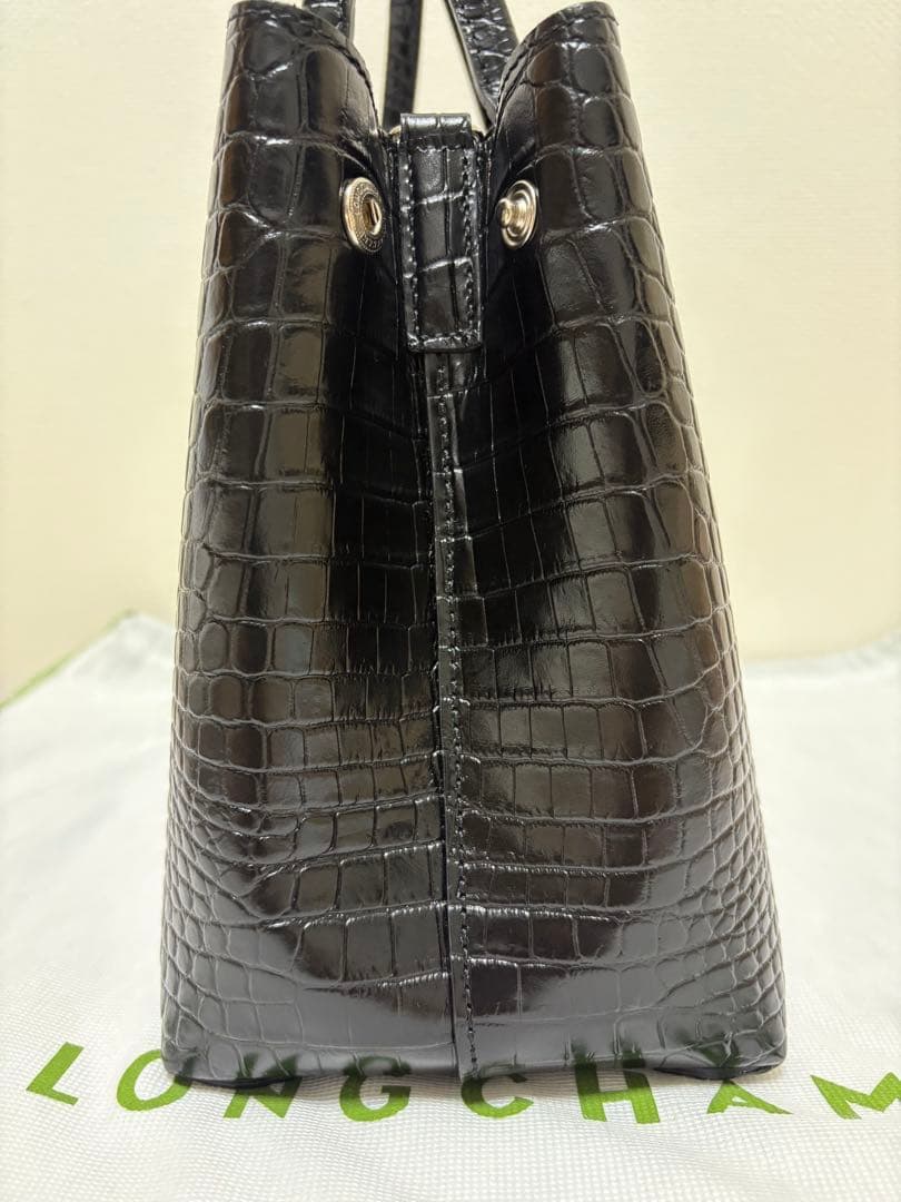 ロンシャン ロゾ M クロコエンボス ブラック レディース