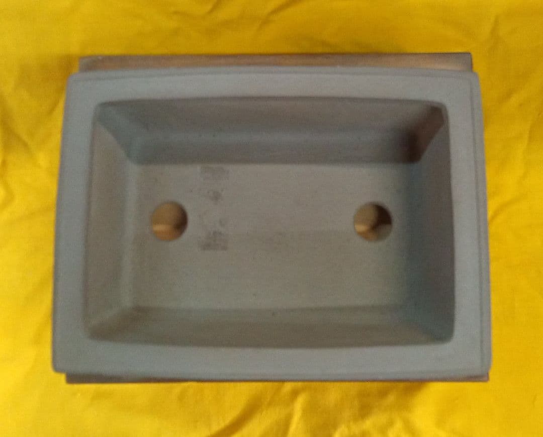 014.【寿悦】烏泥外縁/下帯長方鉢/ミニ盆栽鉢/木箱