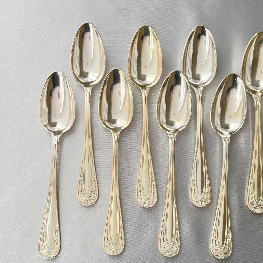 【仏蘭西】 レリーフ コーヒースプーン 12本【シルバープレート】アールヌーボー