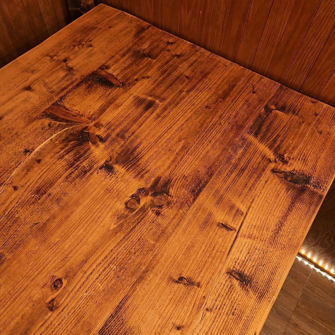 足場板テーブル 男前 天然木無垢材 ヴィンテージ加工 高めのテーブル