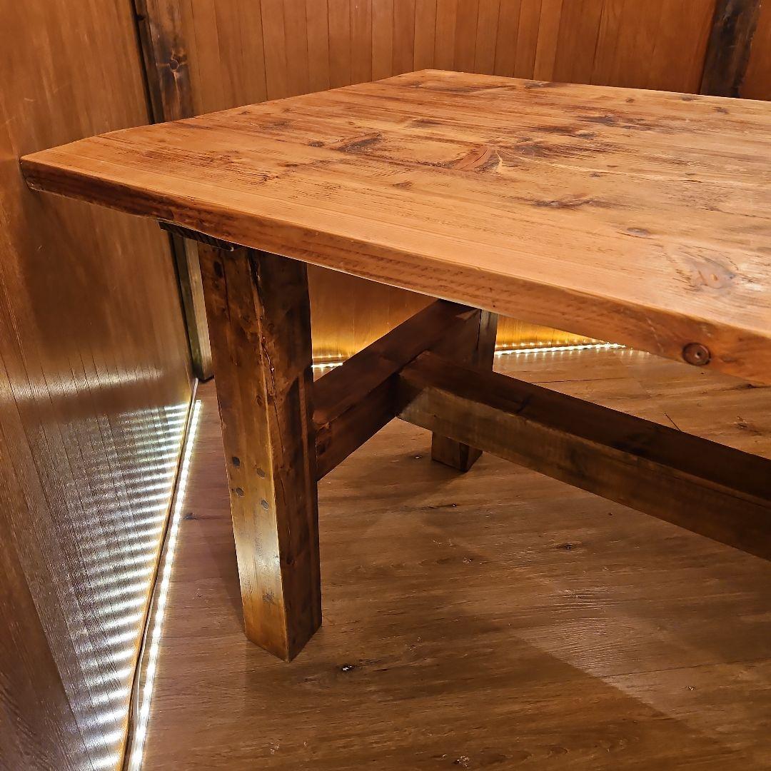 足場板テーブル 男前 天然木無垢材 ヴィンテージ加工 高めのテーブル