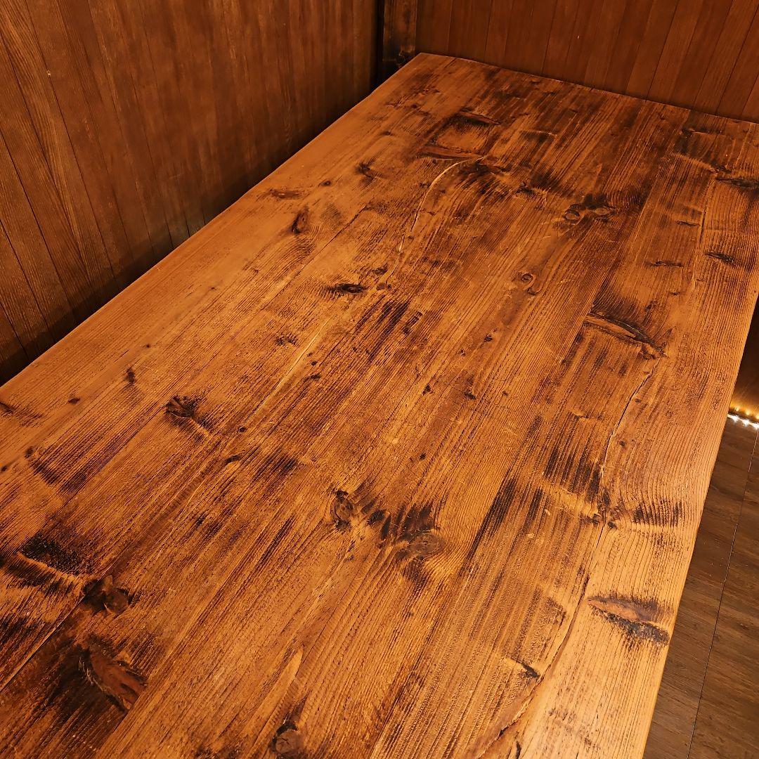 足場板テーブル 男前 天然木無垢材 ヴィンテージ加工 高めのテーブル