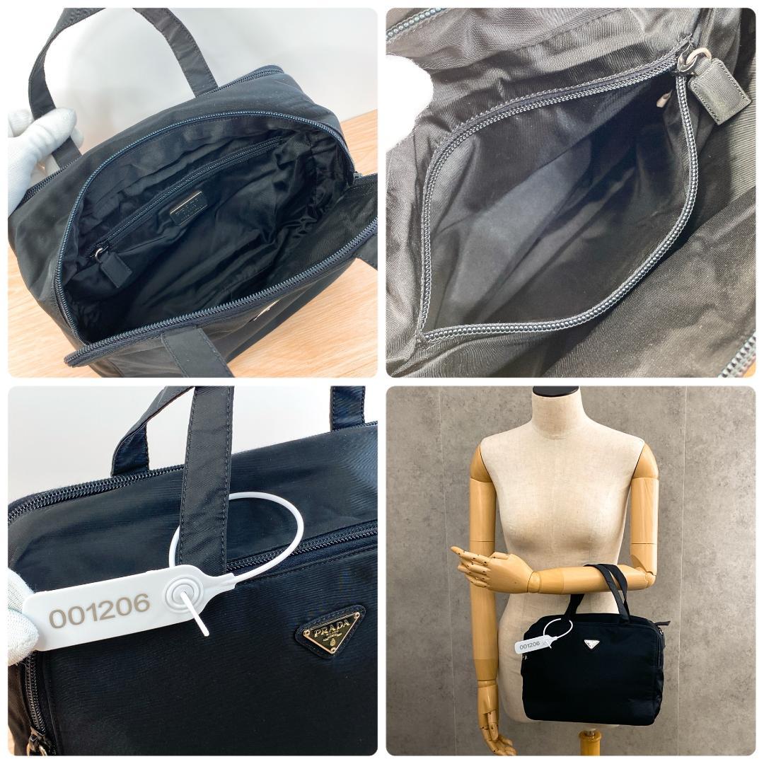 プラダ ハンドバッグ カバン 鞄 三角プレート ナイロン 2層バッグ ブラック