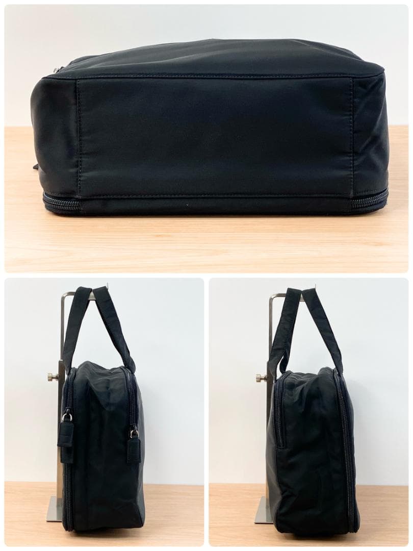 プラダ ハンドバッグ カバン 鞄 三角プレート ナイロン 2層バッグ ブラック