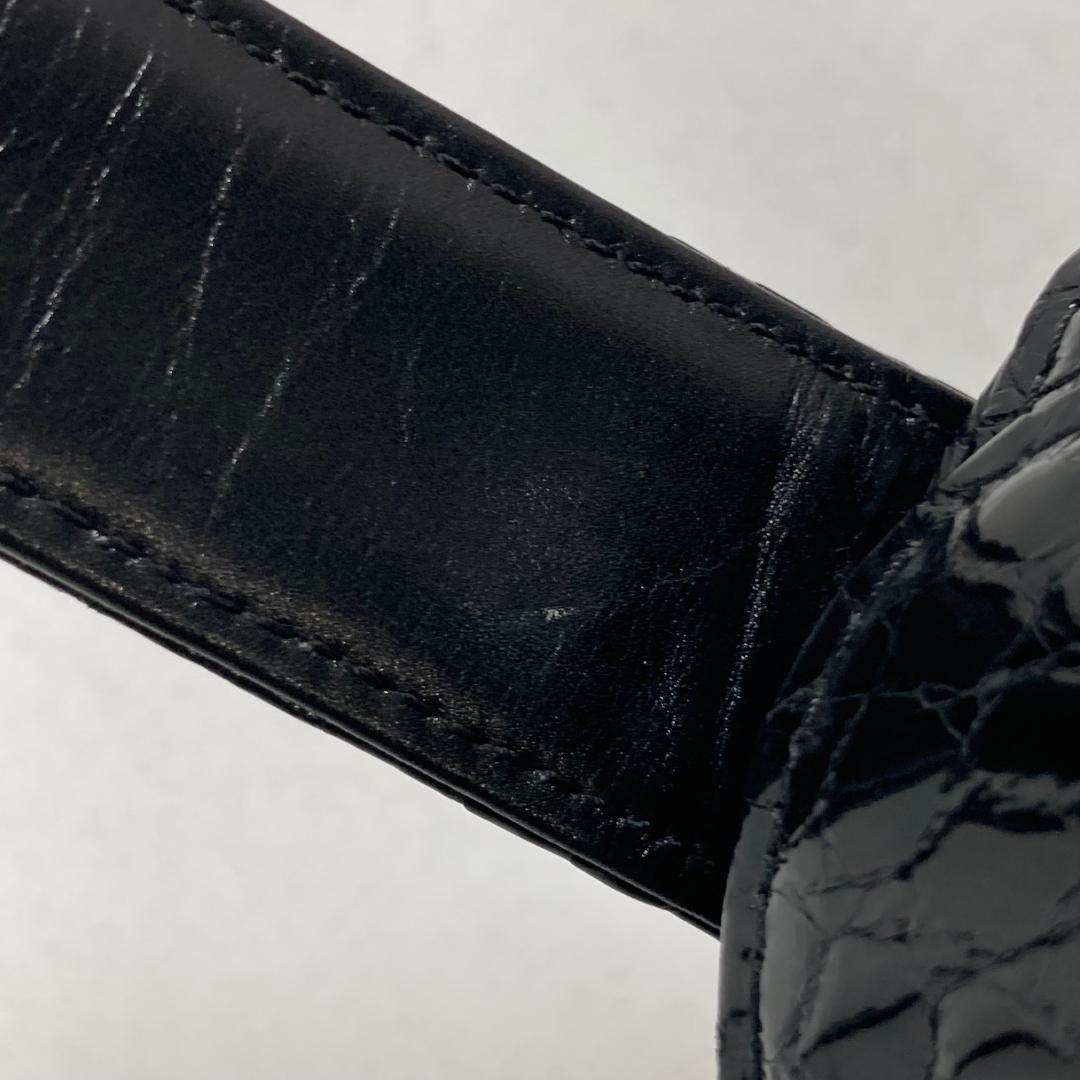 美品 クロコダイル　ハンドバッグ　高級　ゴールド金具　ブラック