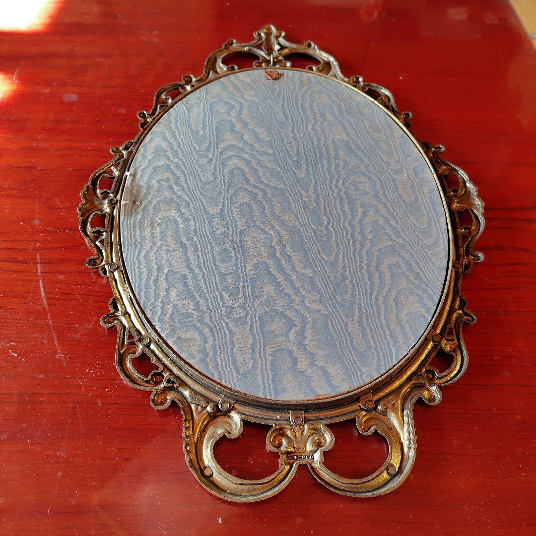 ブロンズ装飾オーバルミラー アンティーク 壁掛 ホビー・楽器・アート