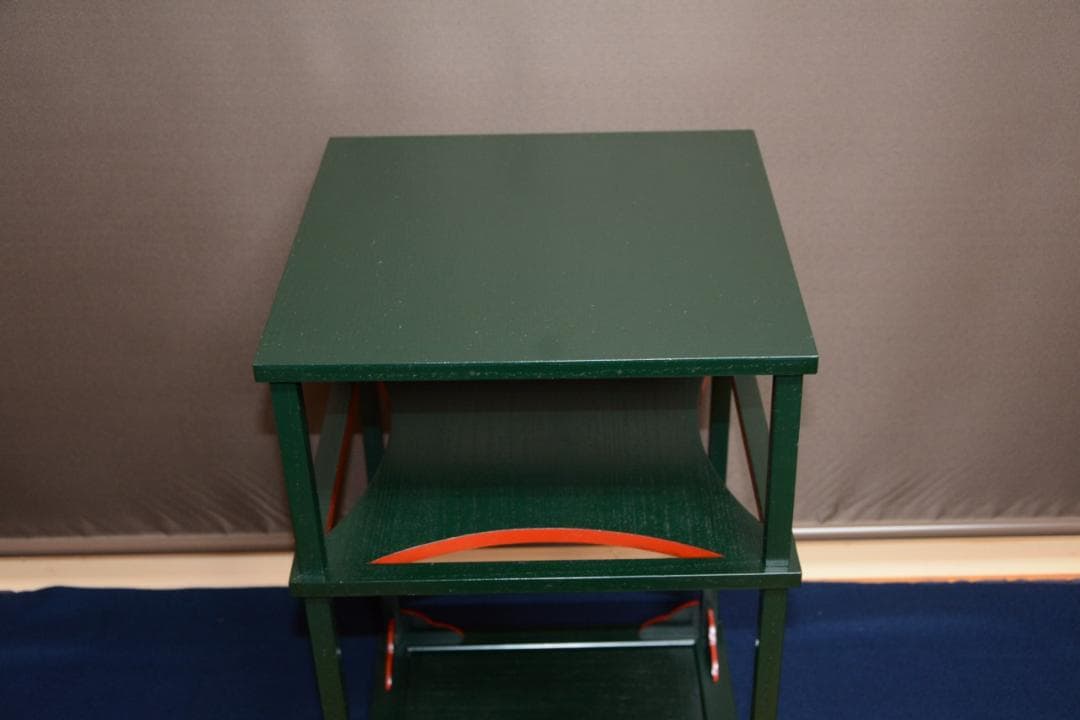 茶道具 美品 糸巻棚 天然漆 青漆爪紅 碌々斎好写 京塗師