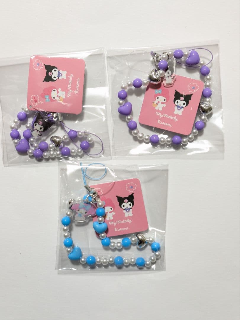 マイメロディ×クロミ アクリルキーホルダー付ビーズストラップ 2種3個