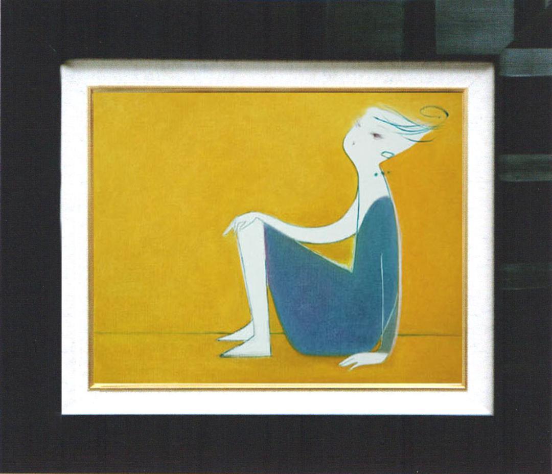 油絵 菅家令子 絵 絵画 インテリア 額付(銀) F4-071612 人物 女性