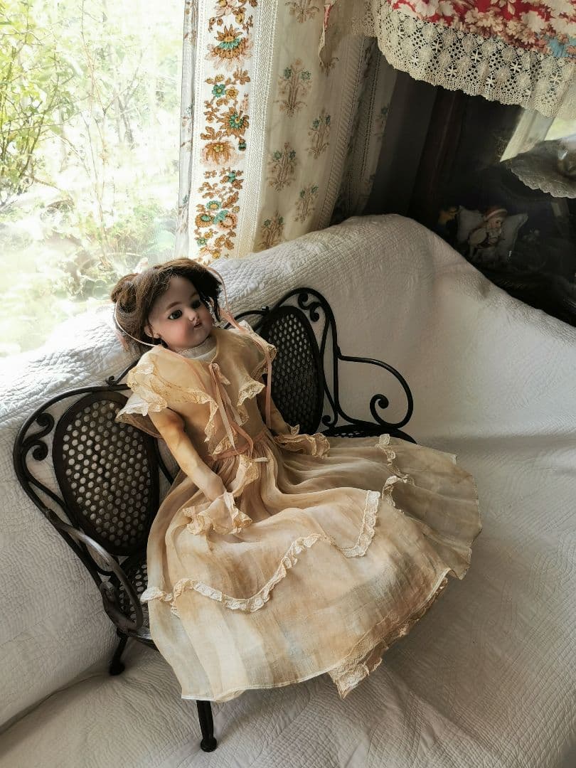 アンティークイギリス アイアン製 ドールチェア 産業革命時代 ブロンズ