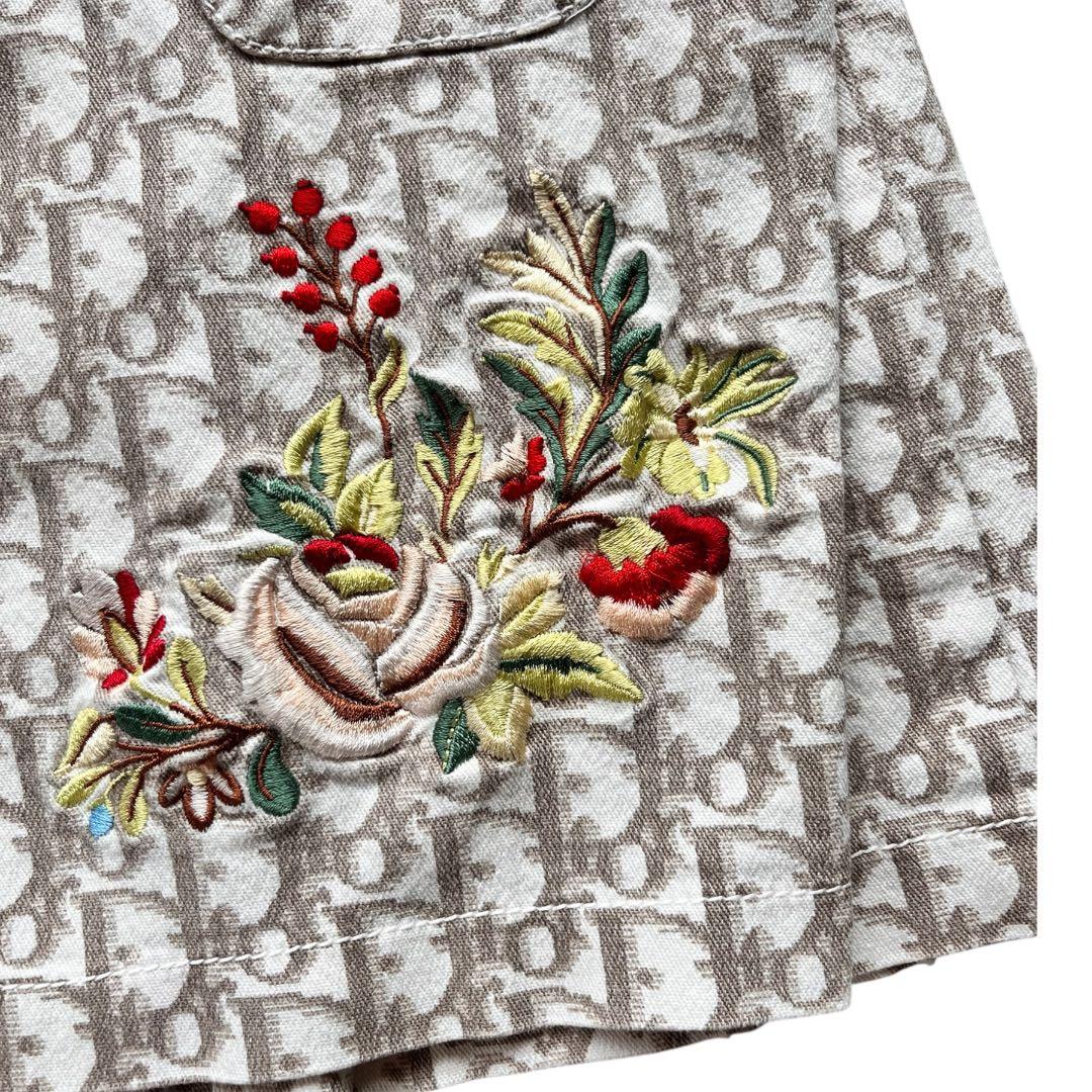 【希少】Christian Dior ロゴ総柄×フラワー刺繍 スカート6A