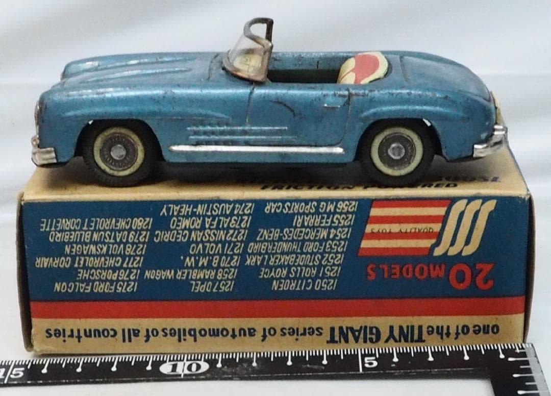 TANY GIANTメルセデスベンツ300SL青Aブリキtin箱付toy car