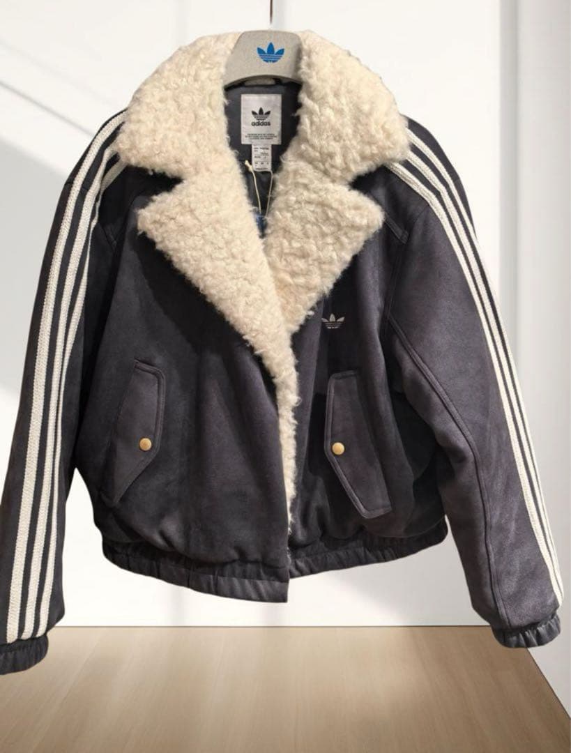 新品L Adidas中国限定 ボア襟付きグレージャケット 蛇年巳年限定