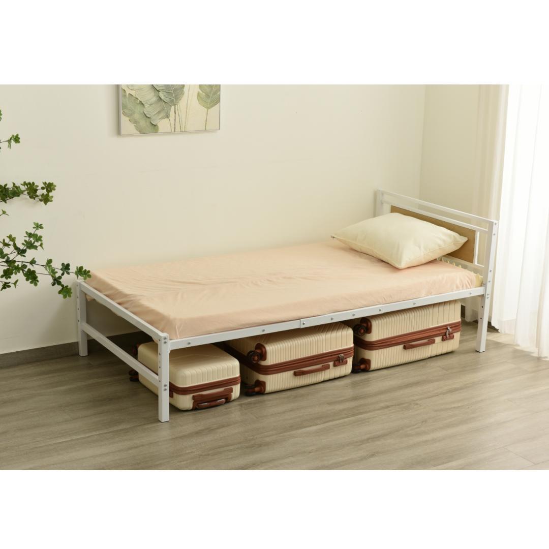 超人気！【ホワイト】パイプベッド シングル ベッド 宮 三段階高さ調整可 北欧風
