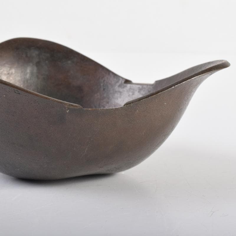 西村純一作　青銅　七宝飾り　灰落　灰皿　共箱　N　6968