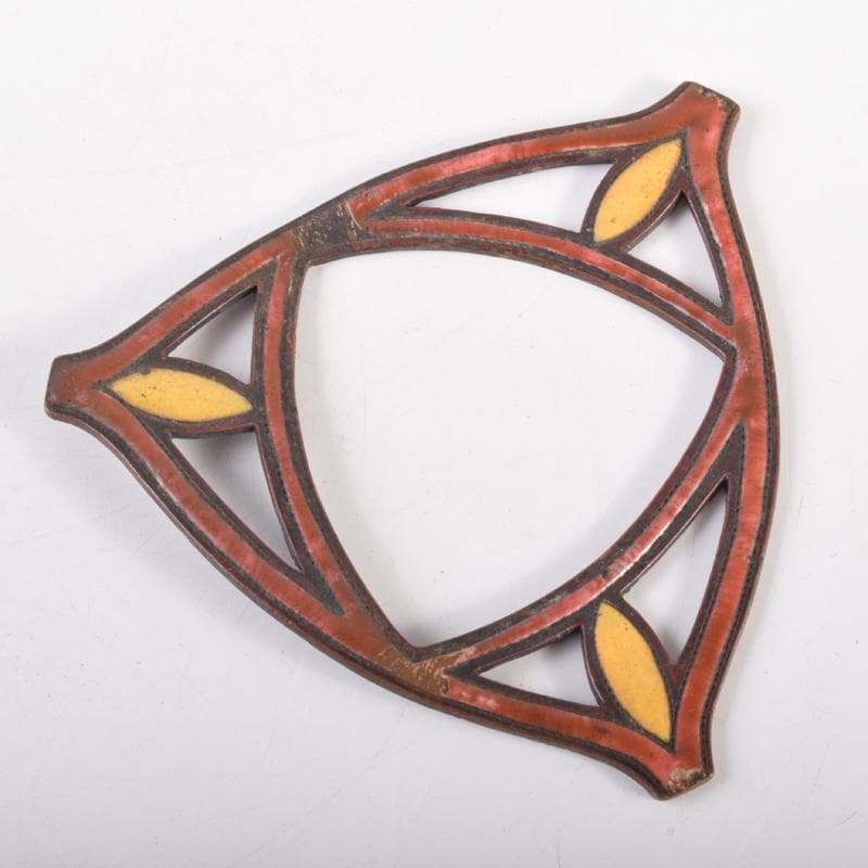 西村純一作　青銅　七宝飾り　灰落　灰皿　共箱　N　6968