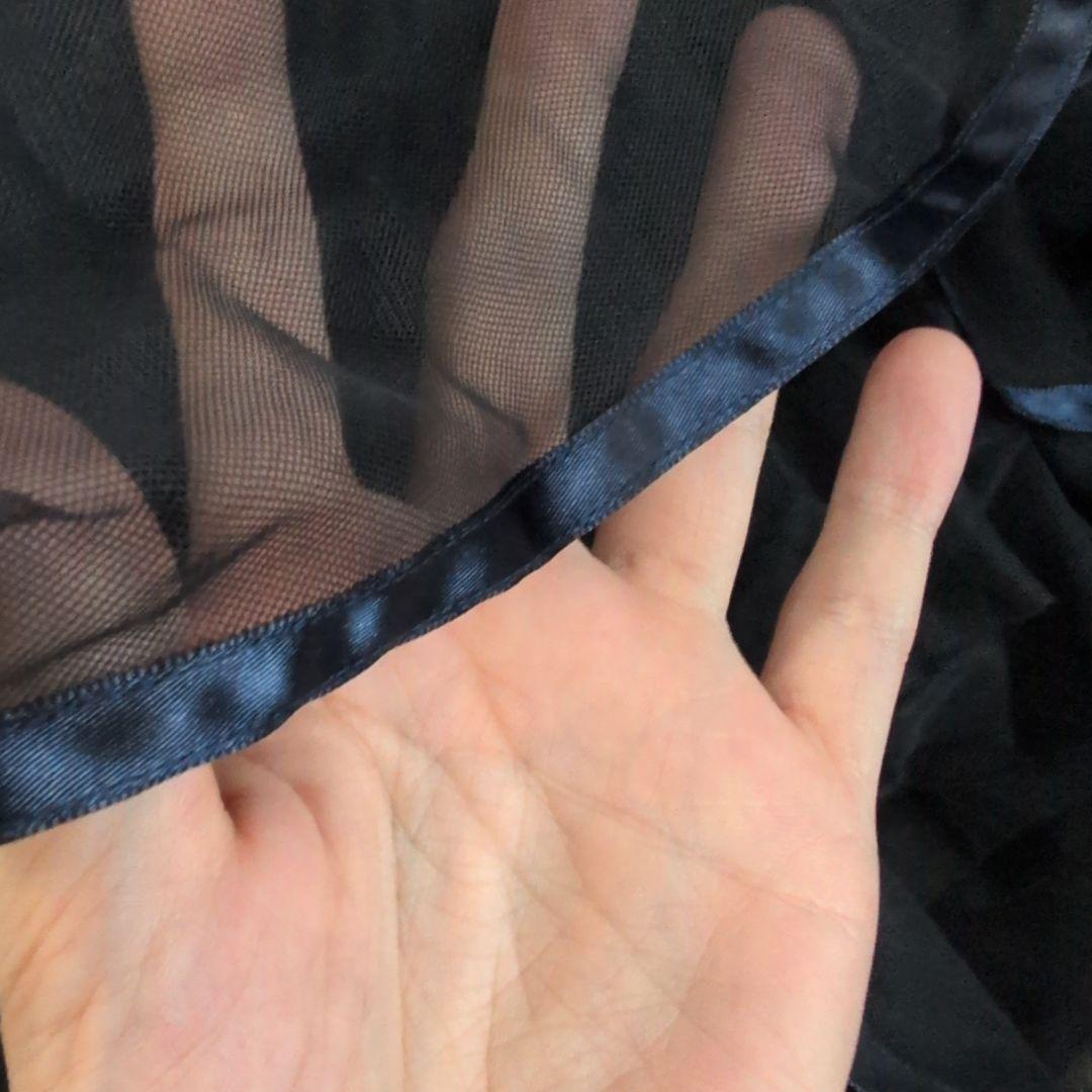 【未使用タグ付】フランシュリッペ 2wayチュールフレアスカート レース M 紺