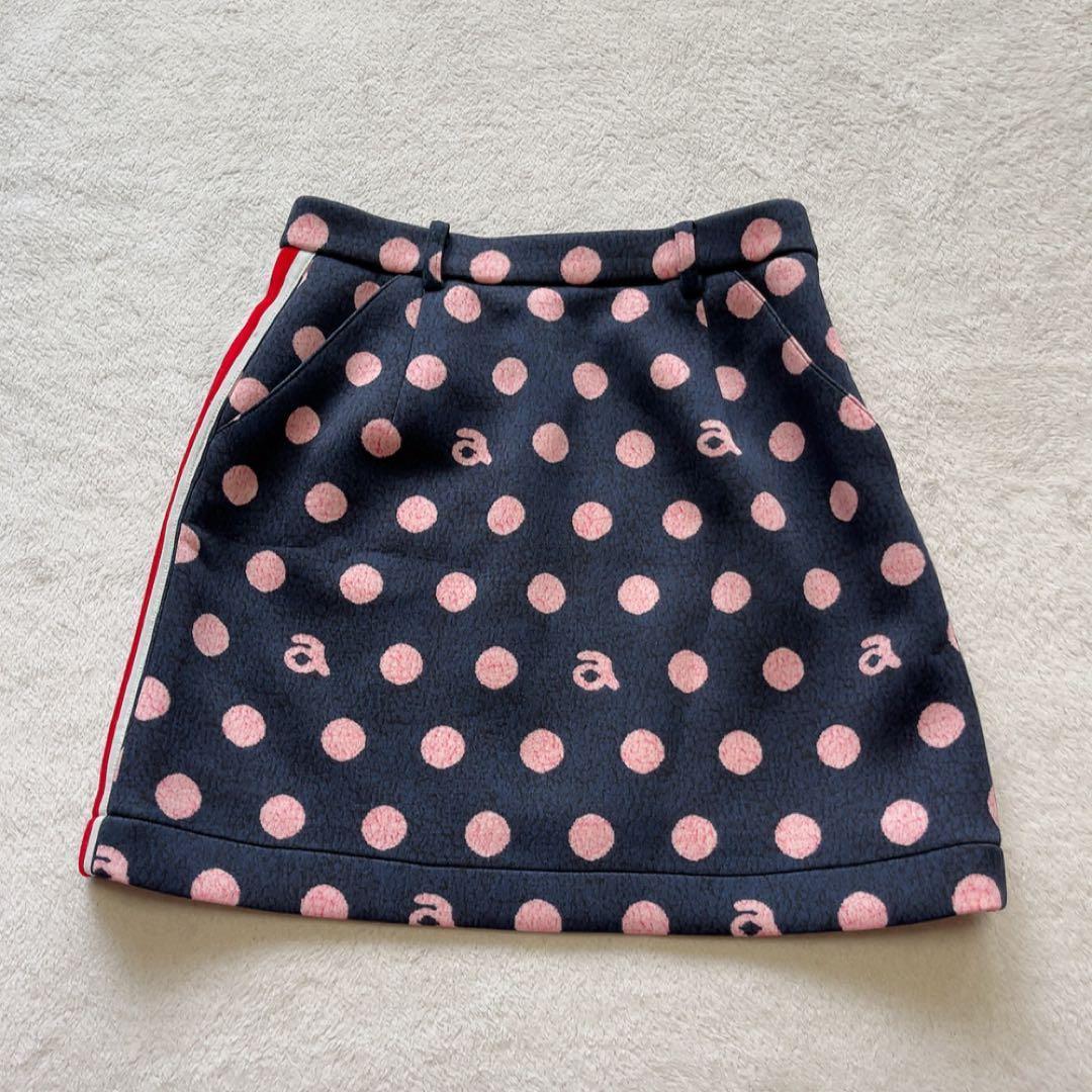美品　アルチビオ　セットアップ　モックネック　スカート　水玉　ドット　ネイビー