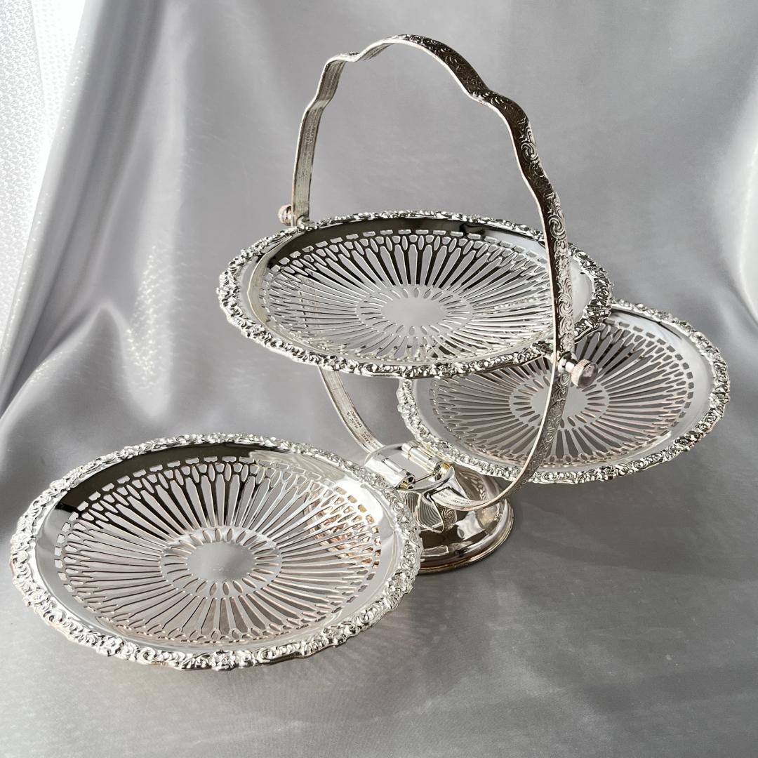 英国】 ケーキスタンド Queen Anne バタフライ式