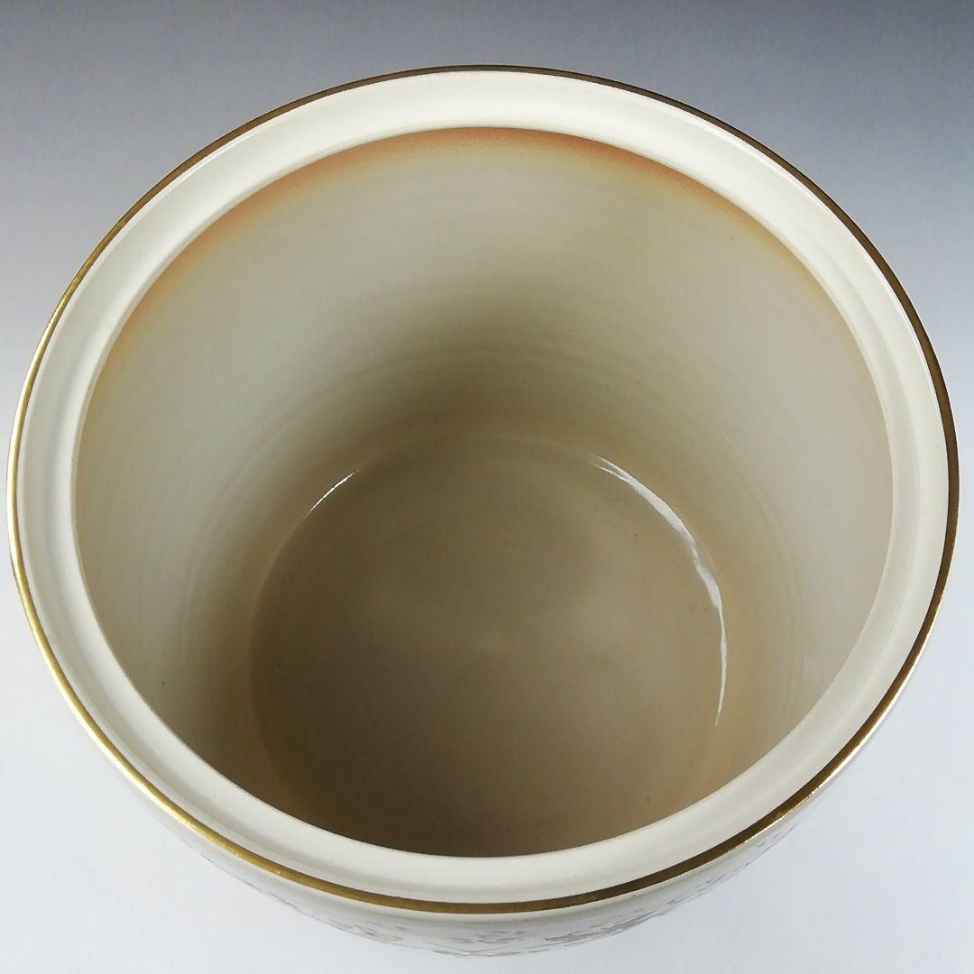 T890 水指 『仁清 雲錦』『御室窯 造』 共箱 茶道具 仁清写丸紋草花
