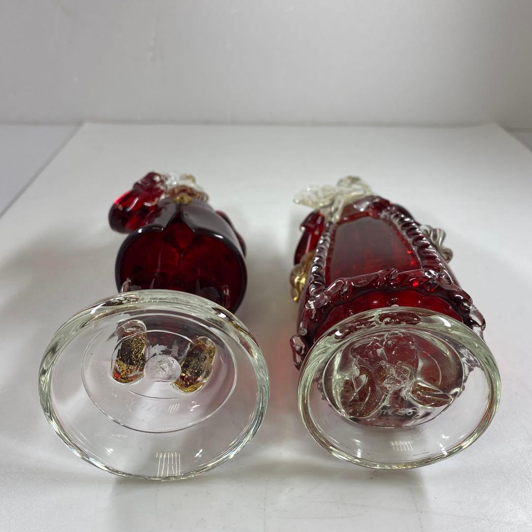 ムラーノ ベネチアングラスフィギュリンペア高さ18.7・18㎝東な7