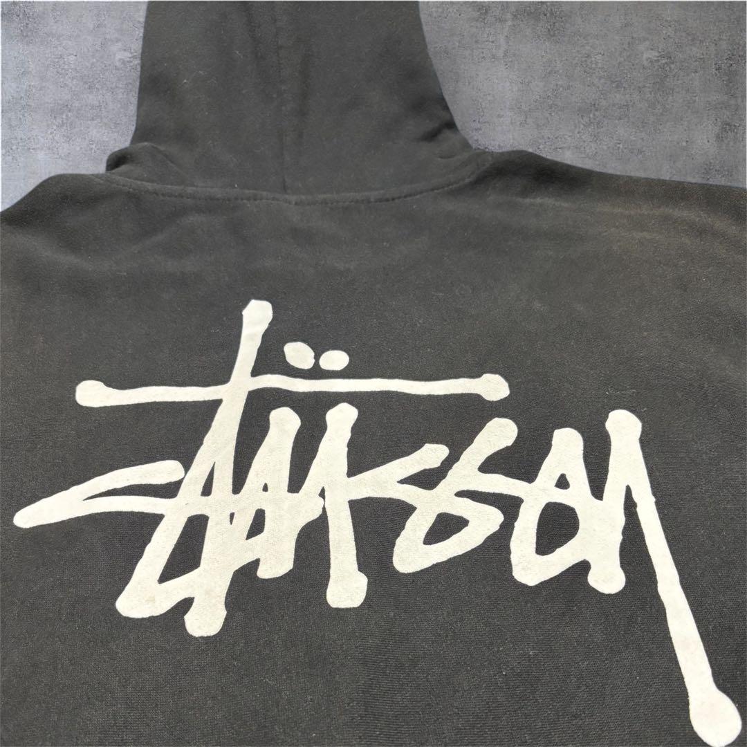 【極美品】STUSSY ステューシー ジップパーカー ビッグロゴ 黒 XLサイズ