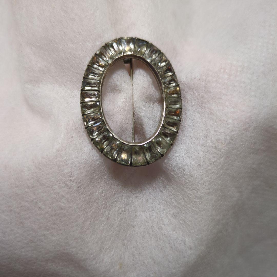 アンティークジョージアンオーバルペーストガラスブローチ