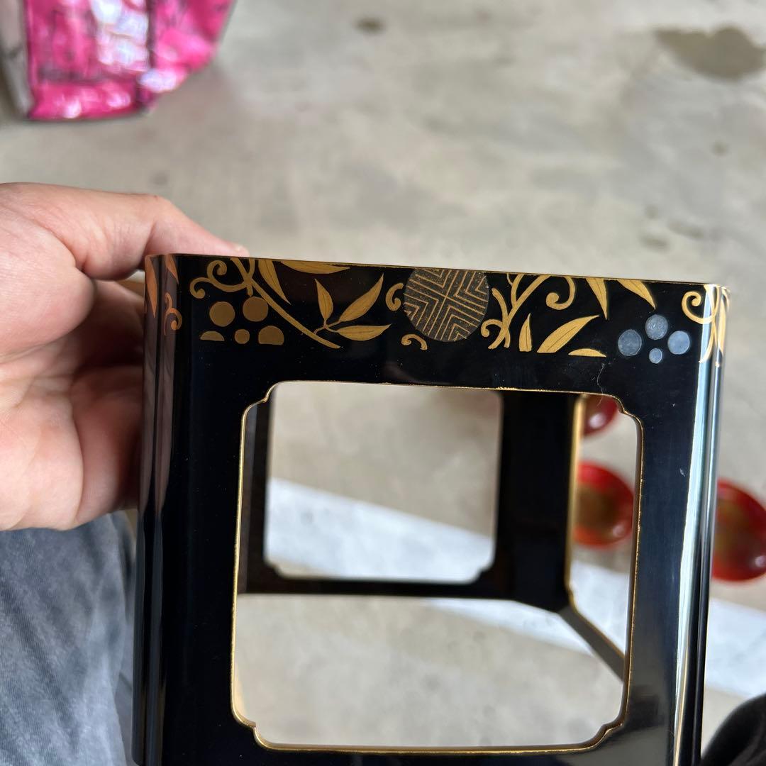 朱塗　三つ組　輪島塗　蒔絵