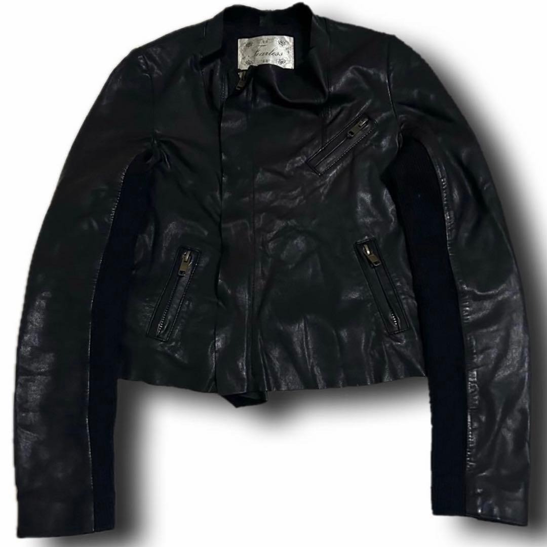 00s Fearless Drape Leather Jacket y2kエディ - メルカリ