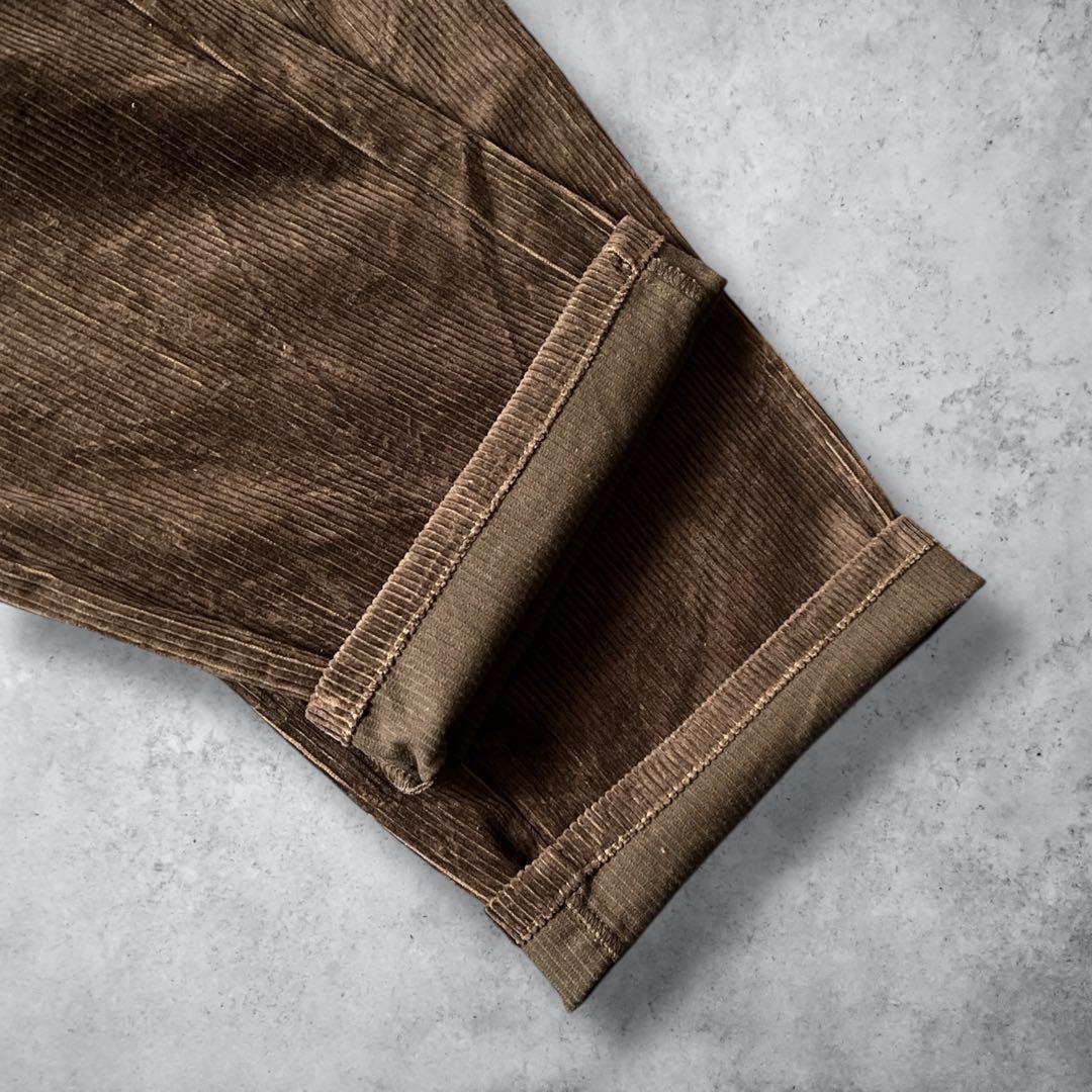 太畝コーデュロイパンツツータックブラウンW34古着00sヴィンテージ