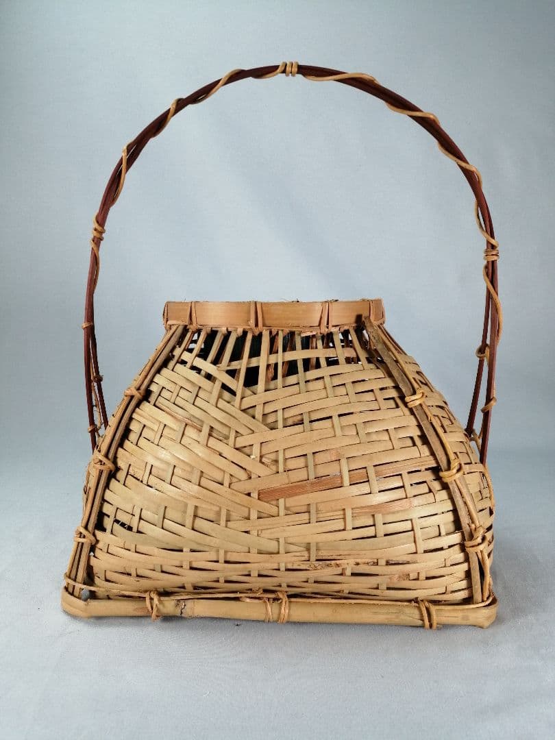 茶事具】手付き四方籠 花籠 花入230