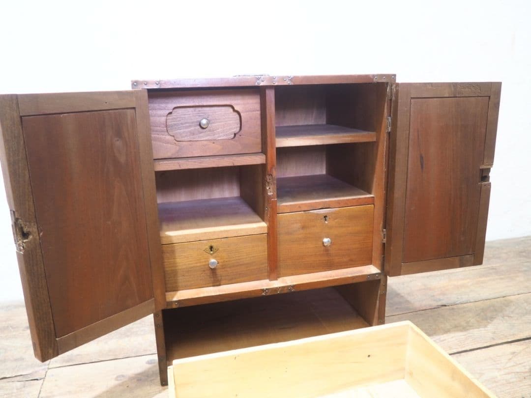 1209 アンティーク 収納棚 飾り棚 箪笥 引き出し ケース レトロ 骨董