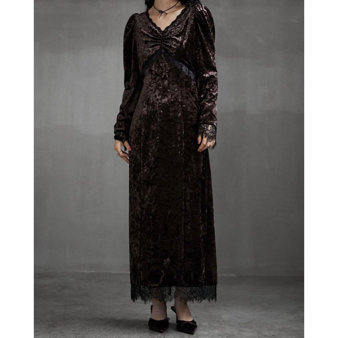 《あゆみ》etoll. クラッシュベロアランジェリー風ドレス