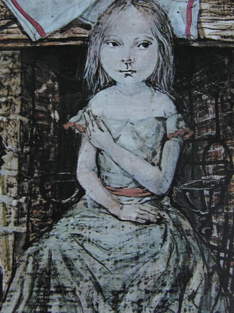 藤田嗣治、「La Jeune Fille」、希少画集の額装画、人気作品