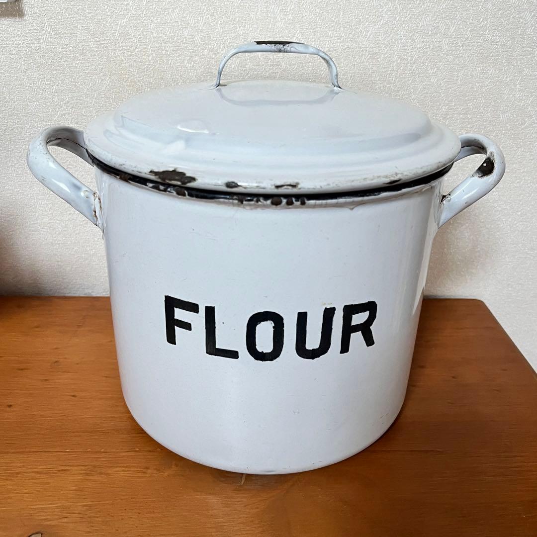 イギリス アンティーク ホーロー フラワー缶 FLOUR缶 琺瑯 - メルカリ