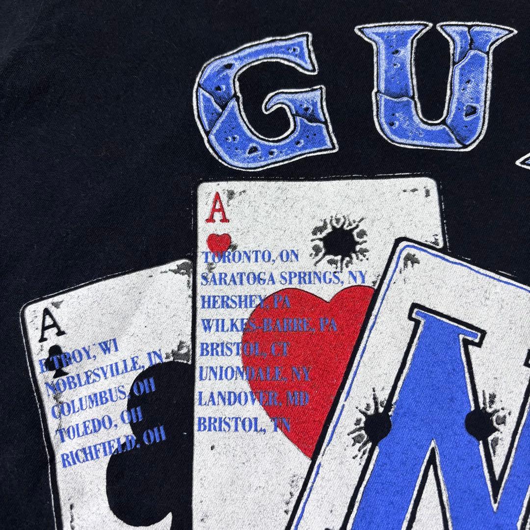 本物 レアカラー 90's Guns N' Roses 拳銃×トランプ×薔薇 T