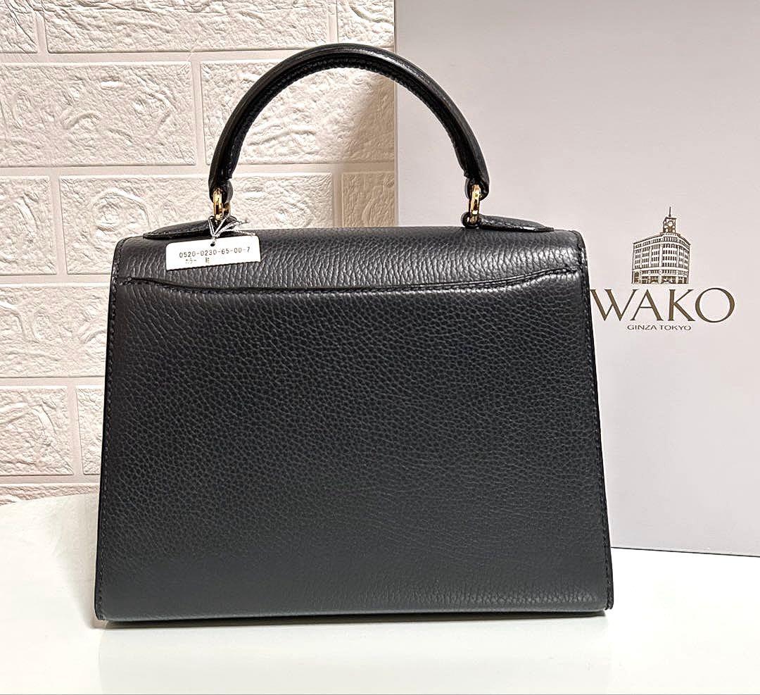 WAKO ネイビー レザー ハンドバッグ